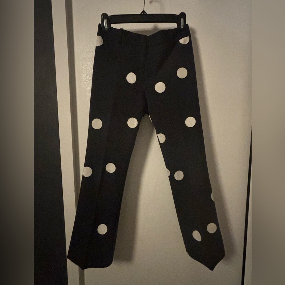 Derek Lam Black gabardine pants with white polka dots